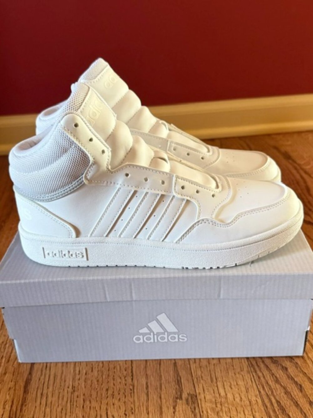 ADIDAS: BIG KIDS 'HOOPS 3.0 MID' BASKETBALL HI-TOP SNEAKER GYM SHOES-SIZE 6.5K